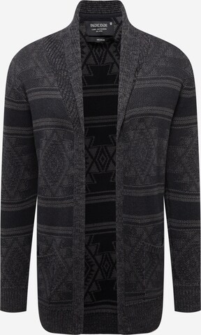 INDICODE JEANS Knit Cardigan 'Burger' in Black: front