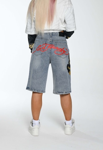 Ed Hardy Loosefit Shorts 'Panther Crawl' in Blau