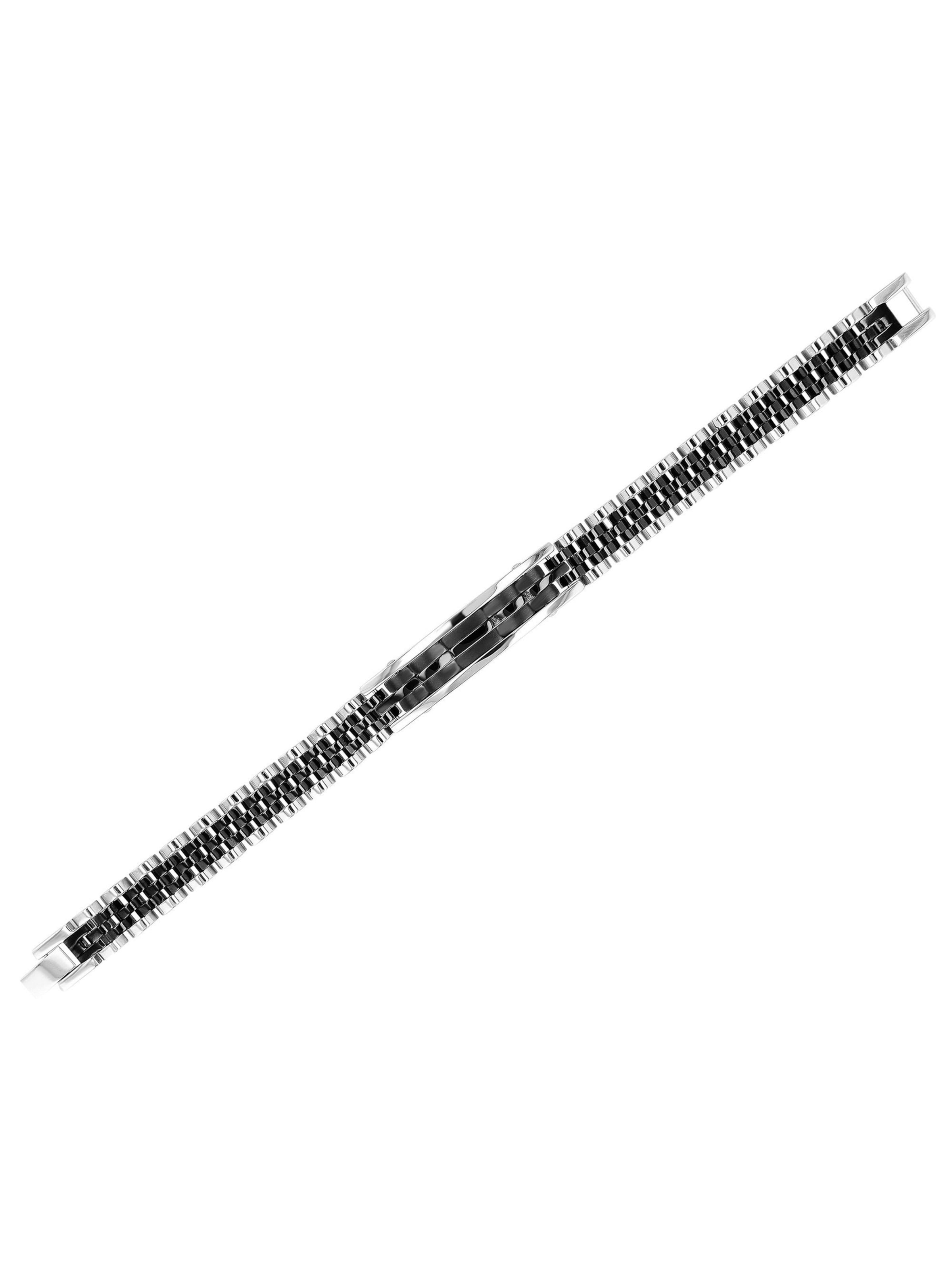 Akzent Armband 'Matej, silberfarbig, langlebig'‌‌‌‌‌ in Schwarz