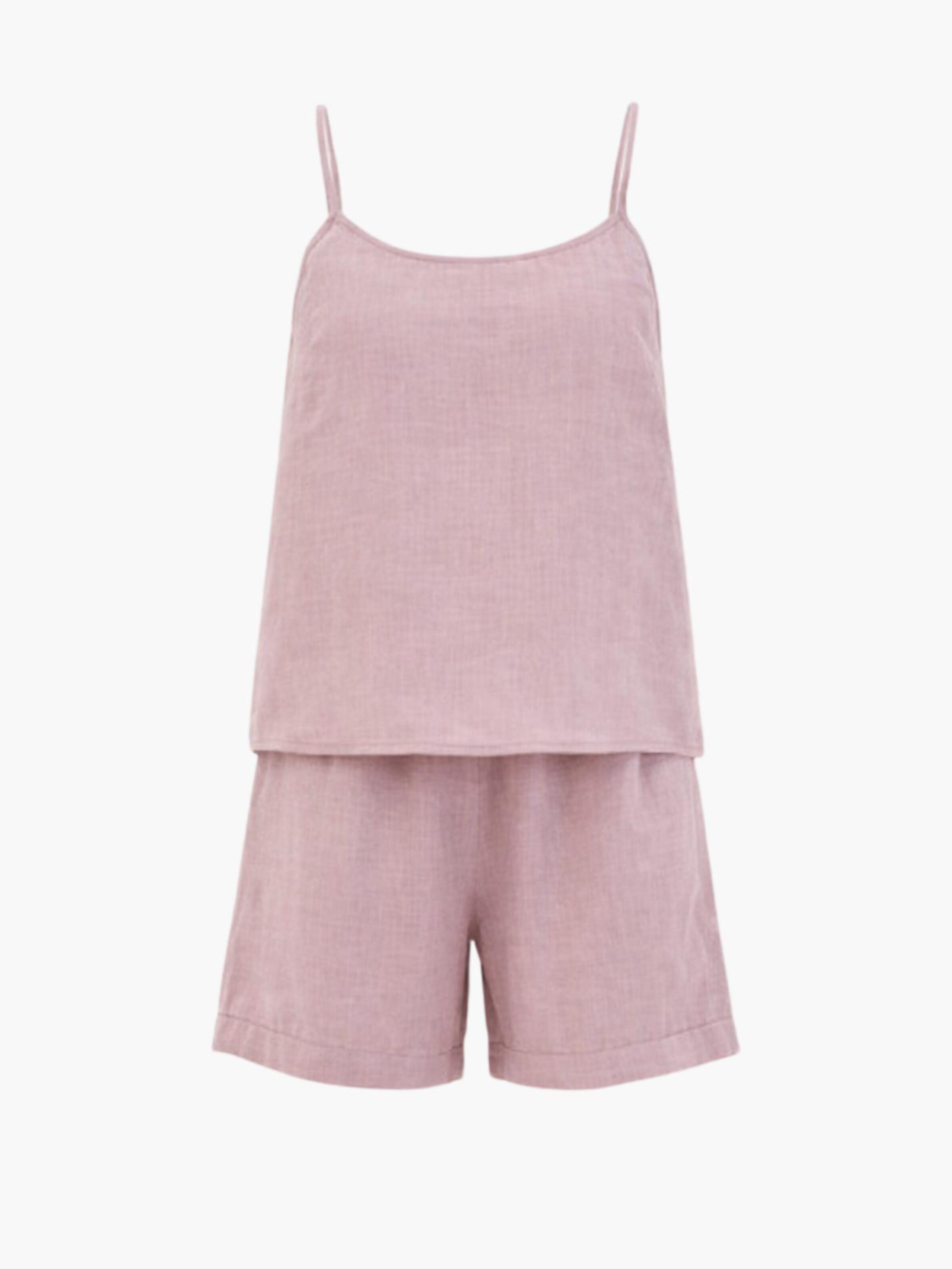 AmourLinen Pyjama 'Night Owl'‌ in Pink: Vorderseite