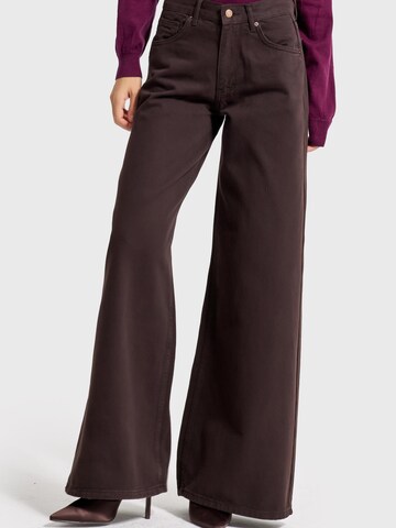 IT'S BASIC Wide leg Jeans 'ELENA PALAZZO MID RISE JEANS' in Bruin