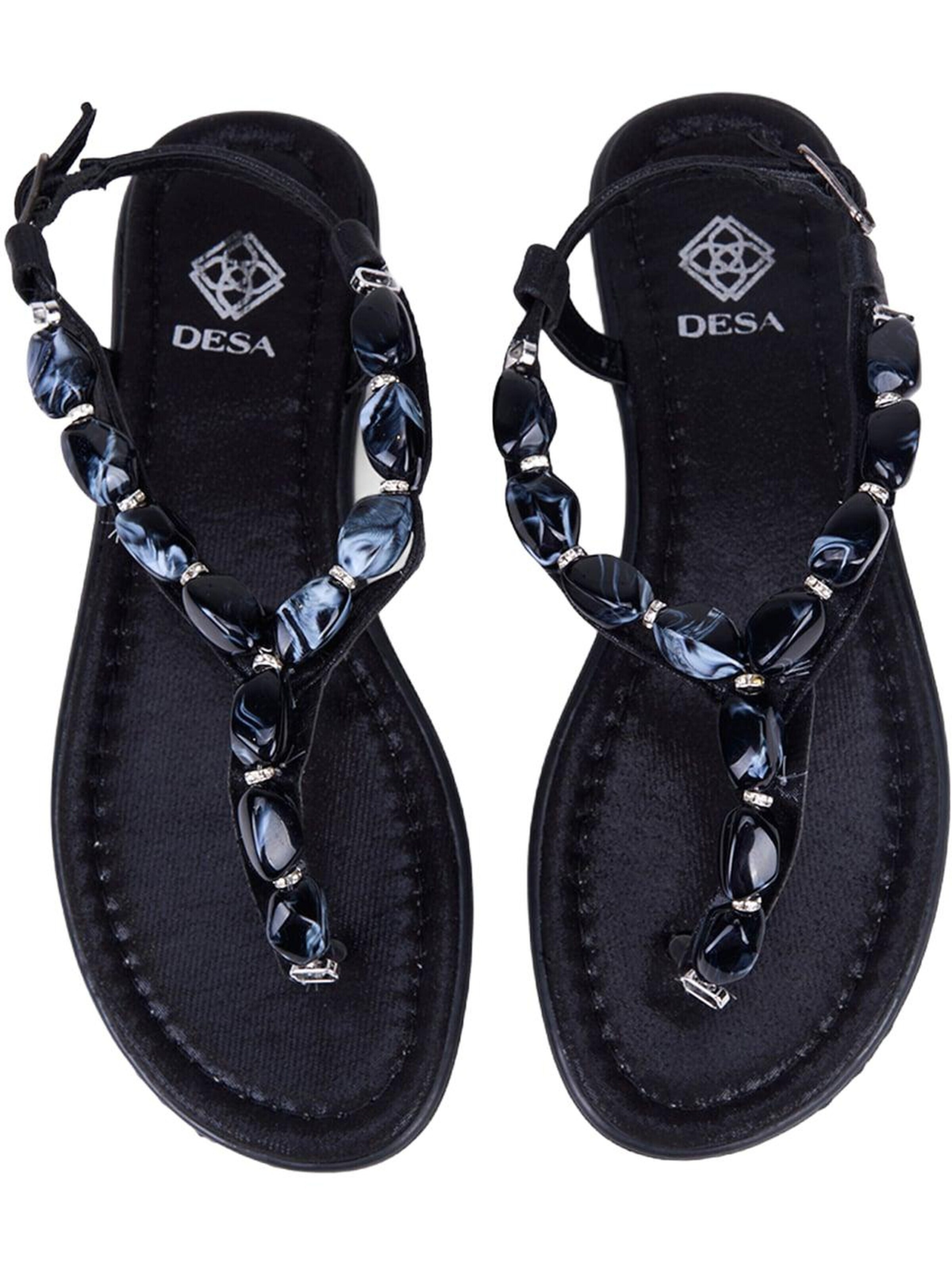 Desa Sandals 'DESA Damen-Sandalen mit Schnallendetail und Perlenbesatz' in Black