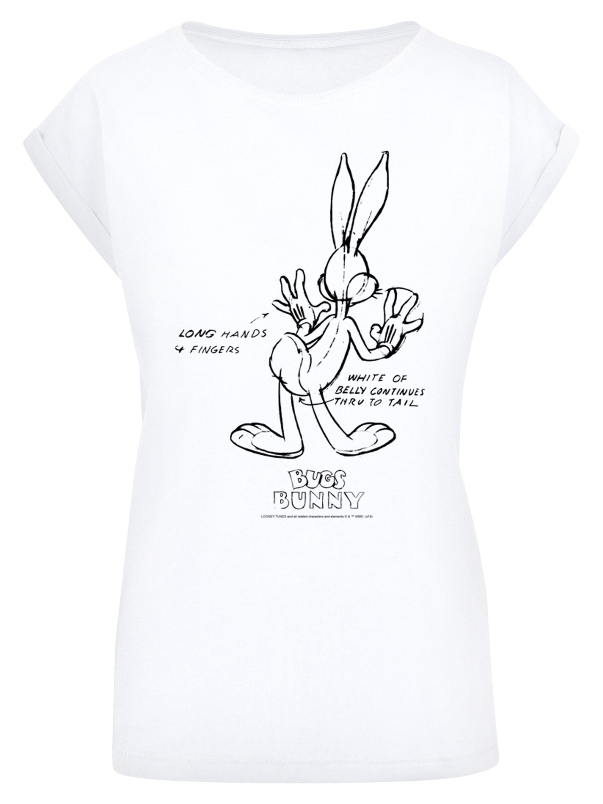 F4NT4STIC Shirt 'Looney Tunes Bugs Bunny' in de kleur Zwart / Wit, Productweergave