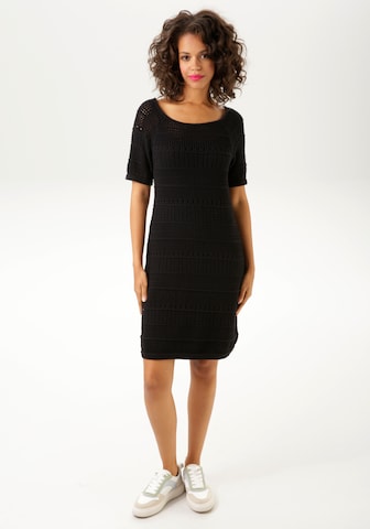 Aniston CASUAL Knitted dress in Black: front