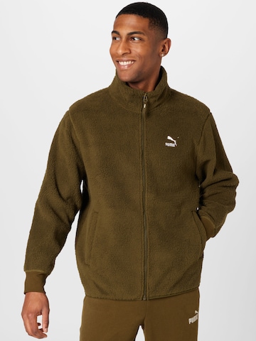 Jachetă  fleece 'Classics Sherpa' de la PUMA pe verde: față