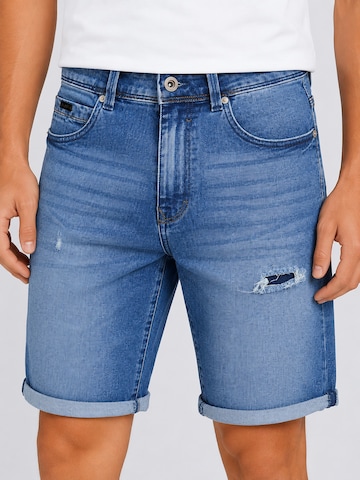 Boxeur des Rues - regular Vaquero 'Herren Jeansshorts Boxeur des Rues San Francisco, Slim Fit, Blau, Dekorativer Riss' en azul