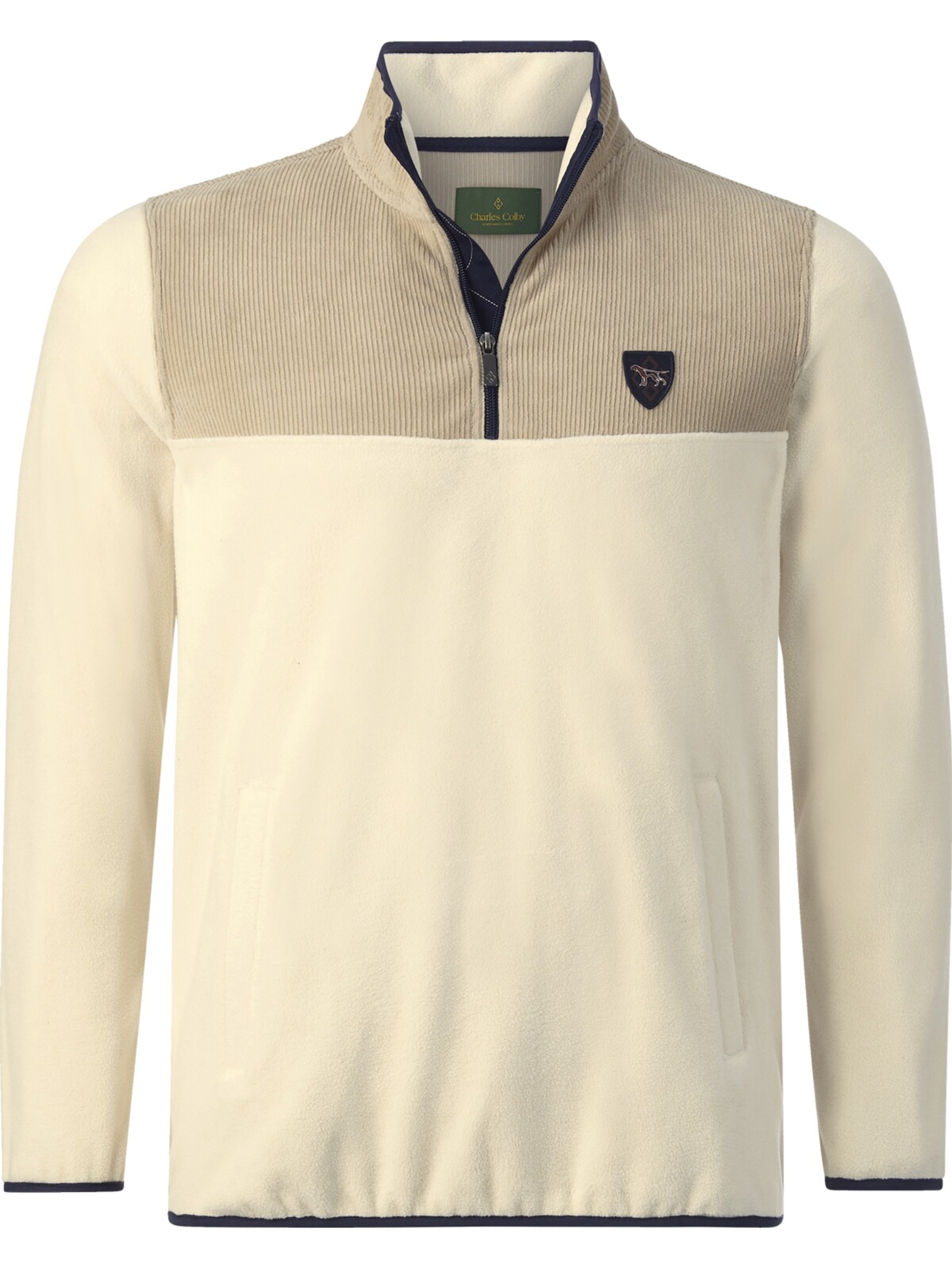 Charles Colby Fleece-Sweatshirt in Beige: Vorderseite