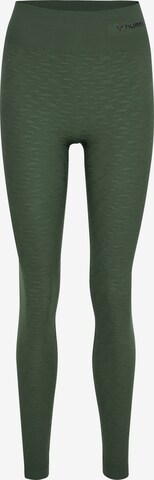 Hummel Skinny Sportbroek 'Focus Seamless' in Groen: voorkant