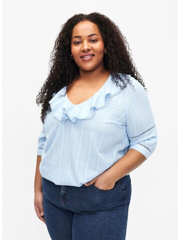 Zizzi Blouse 'GLORIA' in Blauw: voorkant