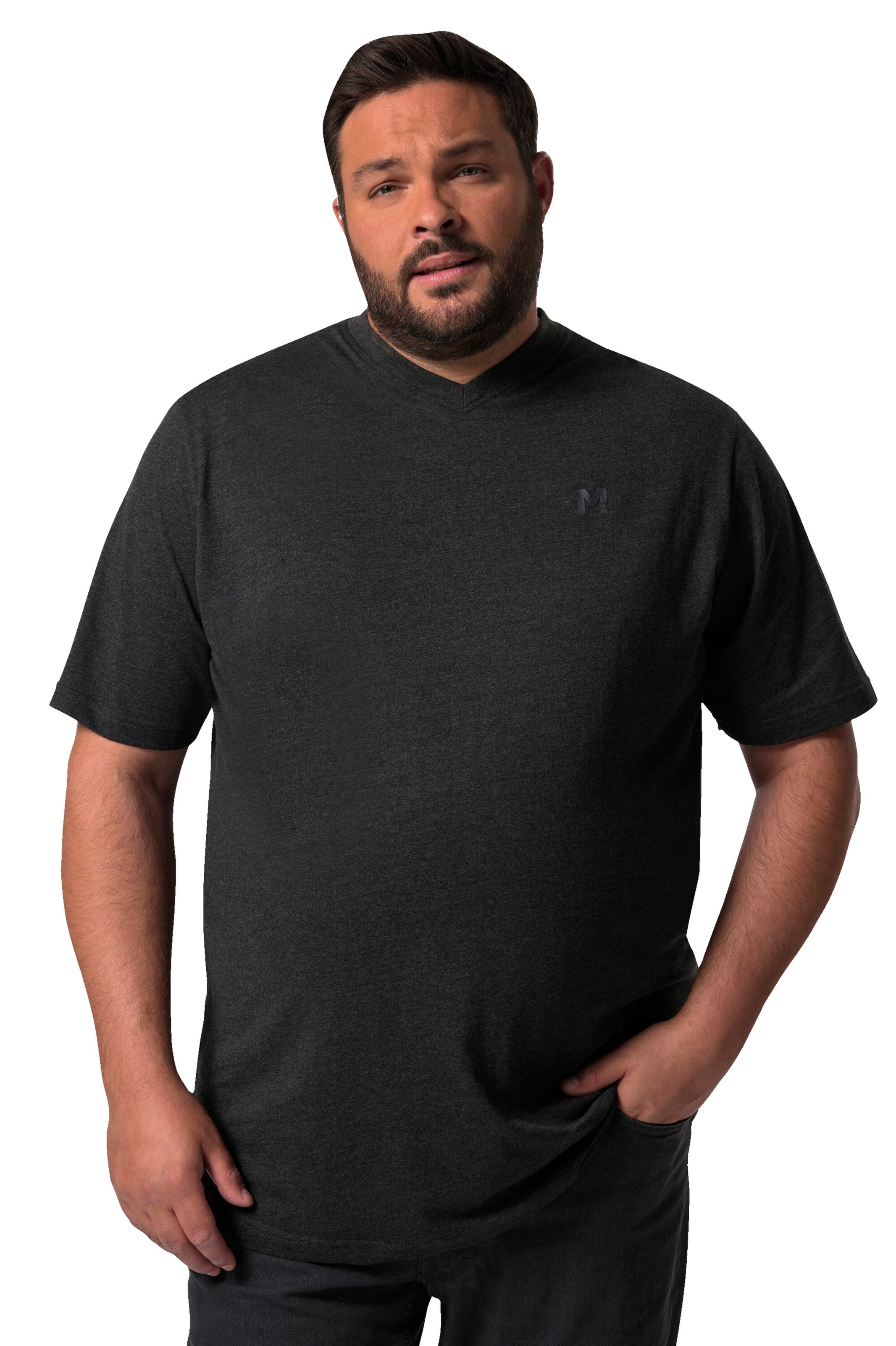 Men Plus Shirt in Black: front