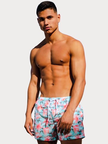 SEOBEAN Board Shorts 'Beach Shorts Quick-Dry Blumen' in Blue: front