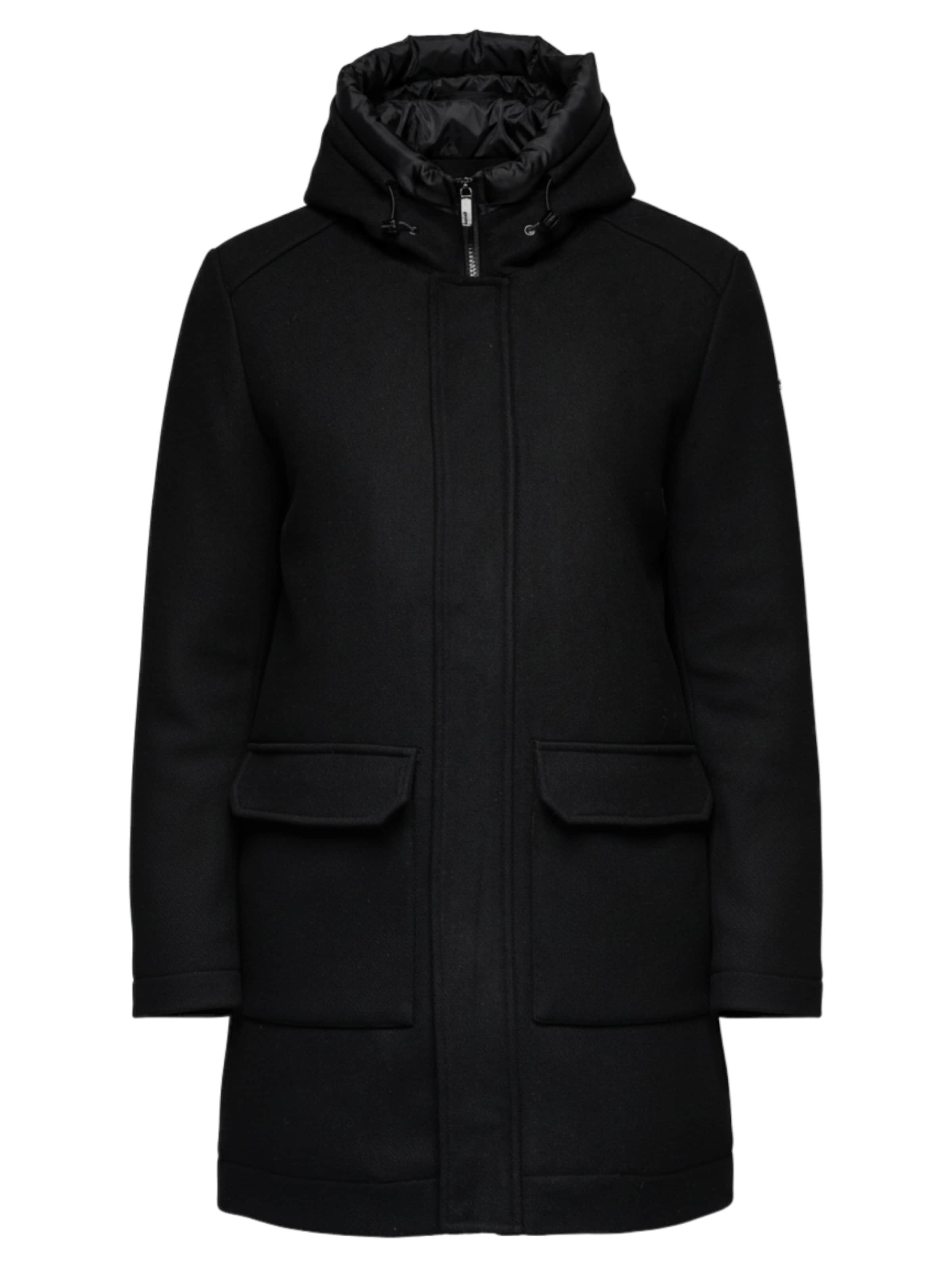 Manteau d’hiver 'OM-COWC-0132' Ombre en noir : devant