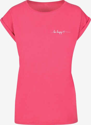 Merchcode Shirt 'Be Happy' in Roze: voorkant