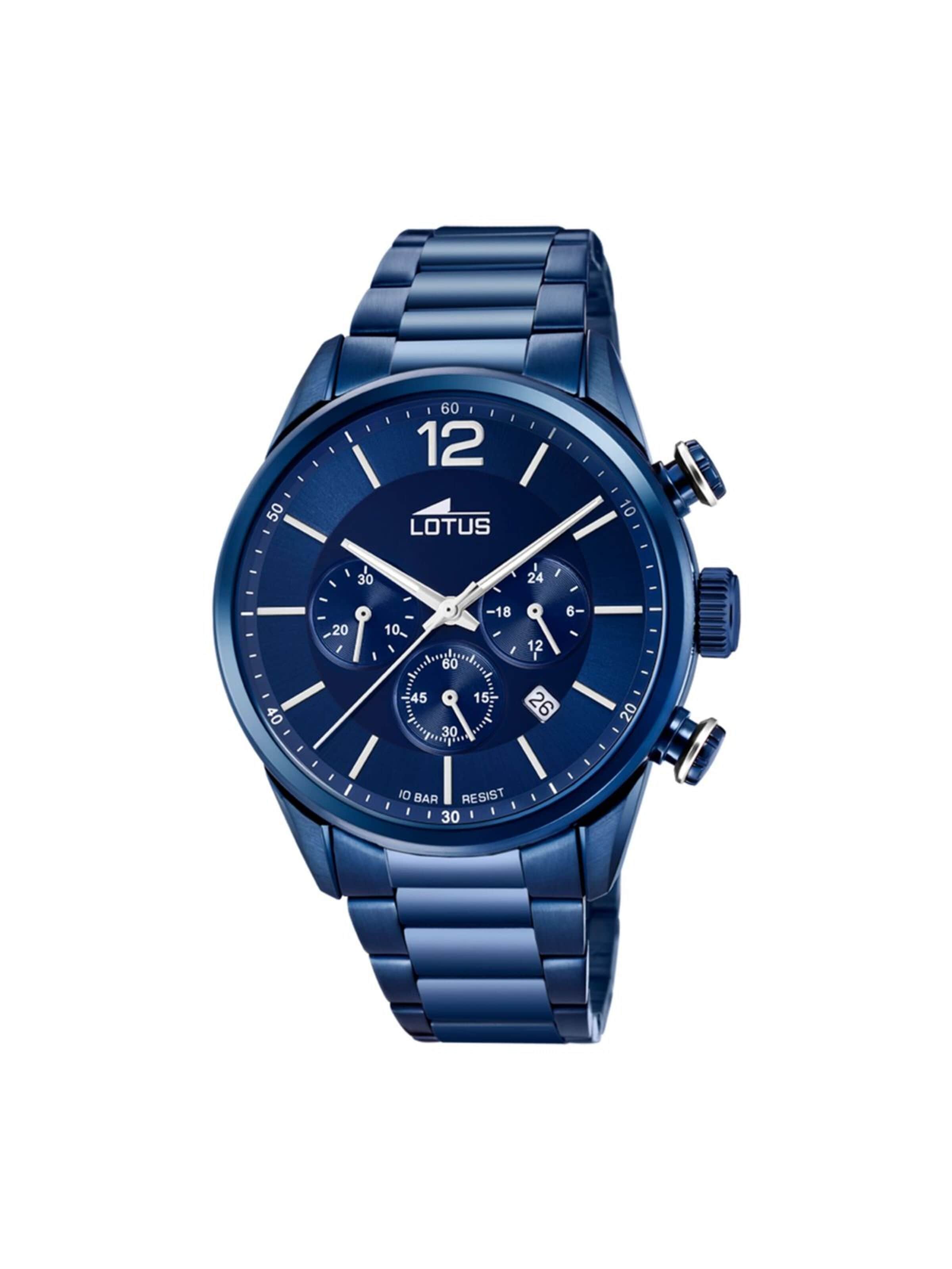 Lotus Analoog horloge in Blauw: voorkant