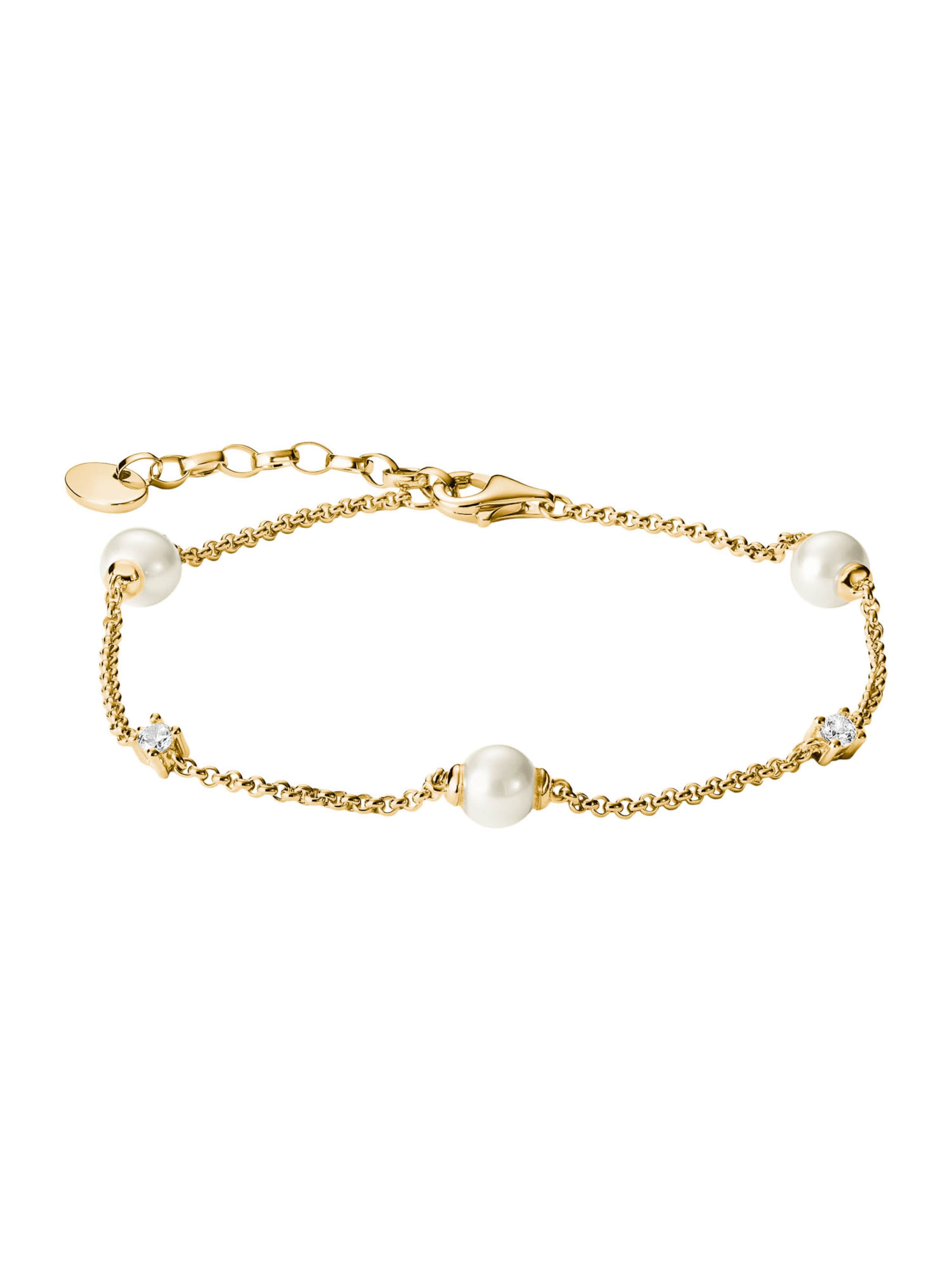 Thomas Sabo Armband mit Perlen und weißem Zirkonia in Gold: Vorderseite