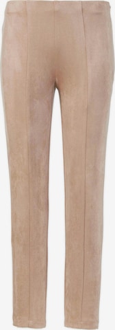 Goldner Slimfit Bandplooibroek in Beige: voorkant