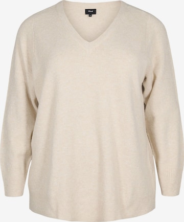 Zizzi Sweater 'CASUNNY' in Beige: front