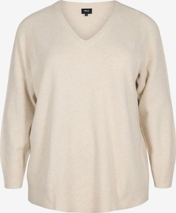 Pull-over 'CASUNNY' Zizzi en beige : devant