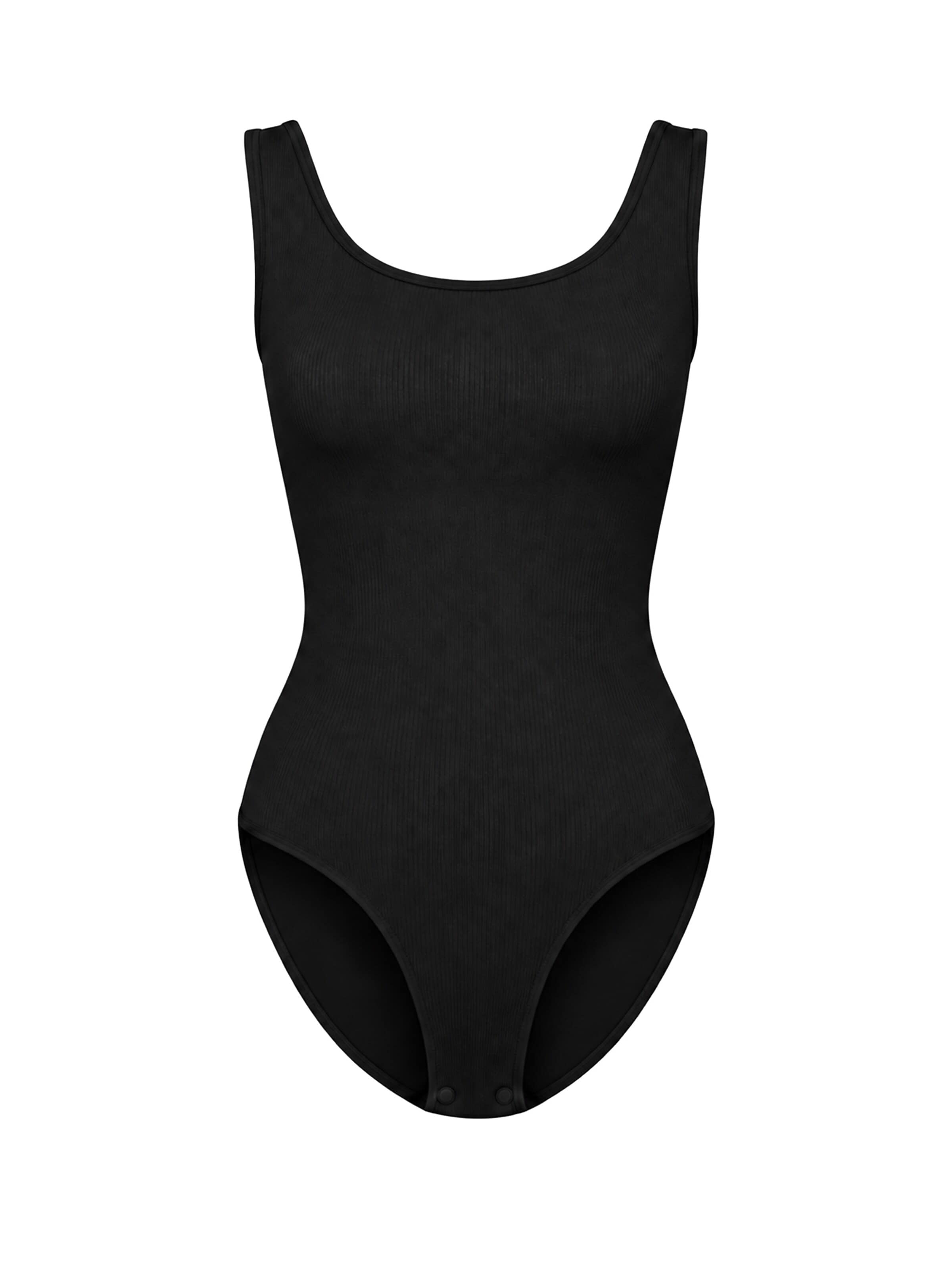 cfab Body 'Ribbed Tank Sculpting Bodysuit with Slip' in Zwart: voorkant