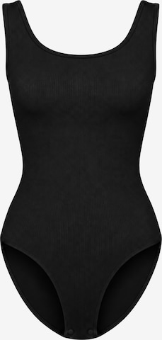 cfab Body 'Ribbed Tank Sculpting Bodysuit with Slip' in Zwart: voorkant