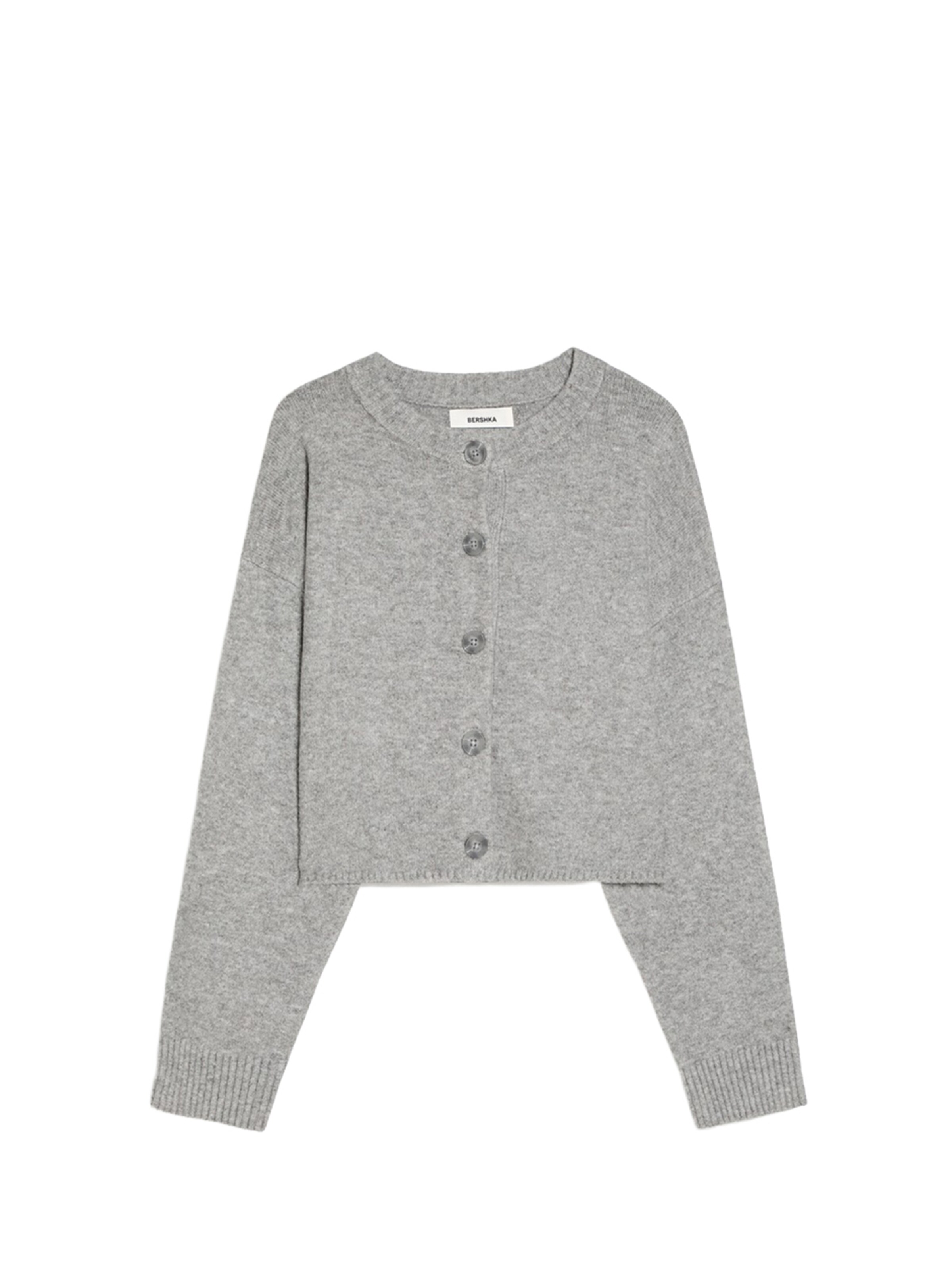 Bershka Gebreid vest in Grijs: voorkant