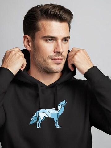 Neverless Sweatshirt 'Polygon Wolf Blau'‌‌‌‌‌‌‌‌‌ in Schwarz