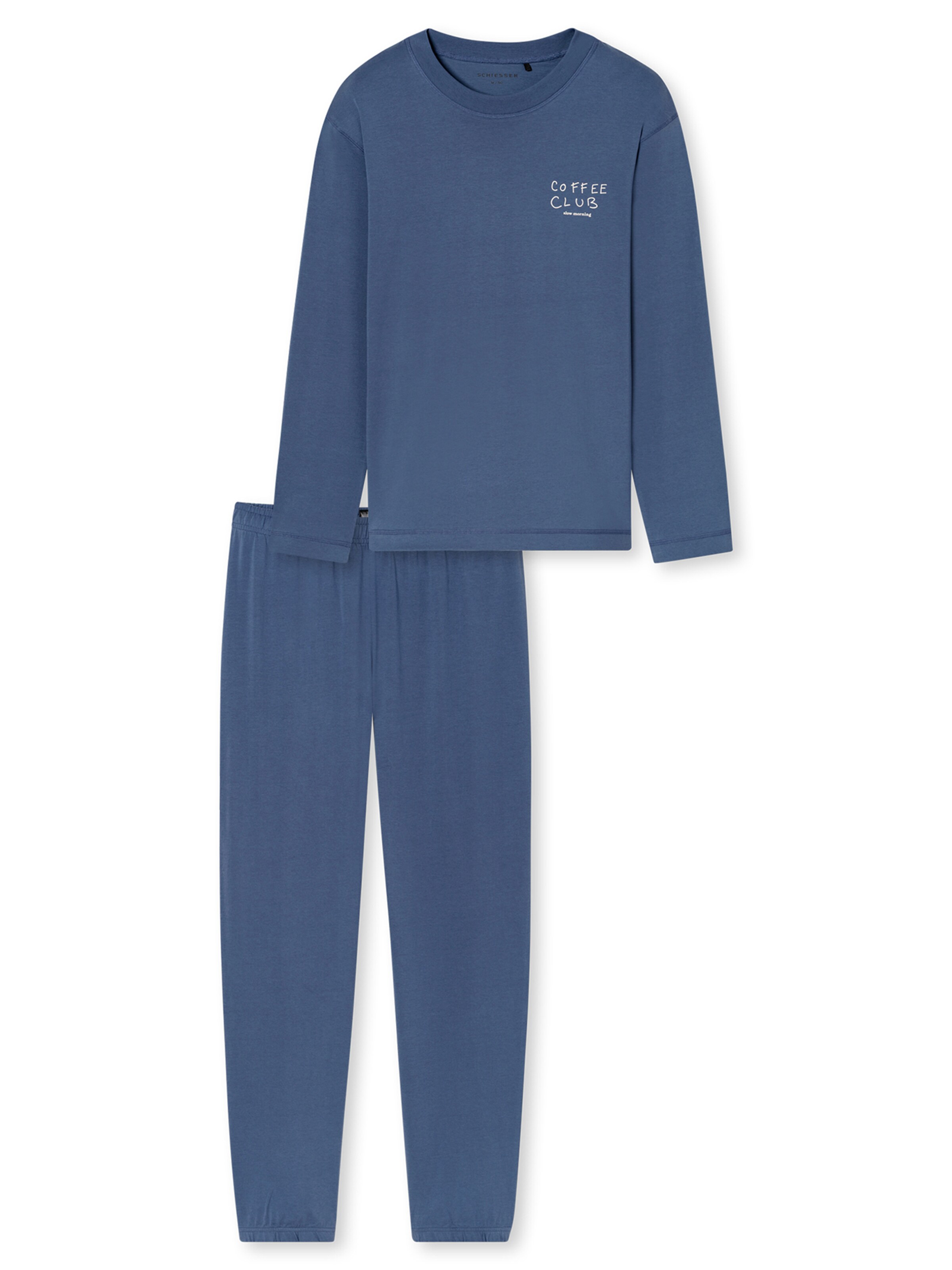 SCHIESSER Long Pajamas ' Modern Essentials ' in Blue: front