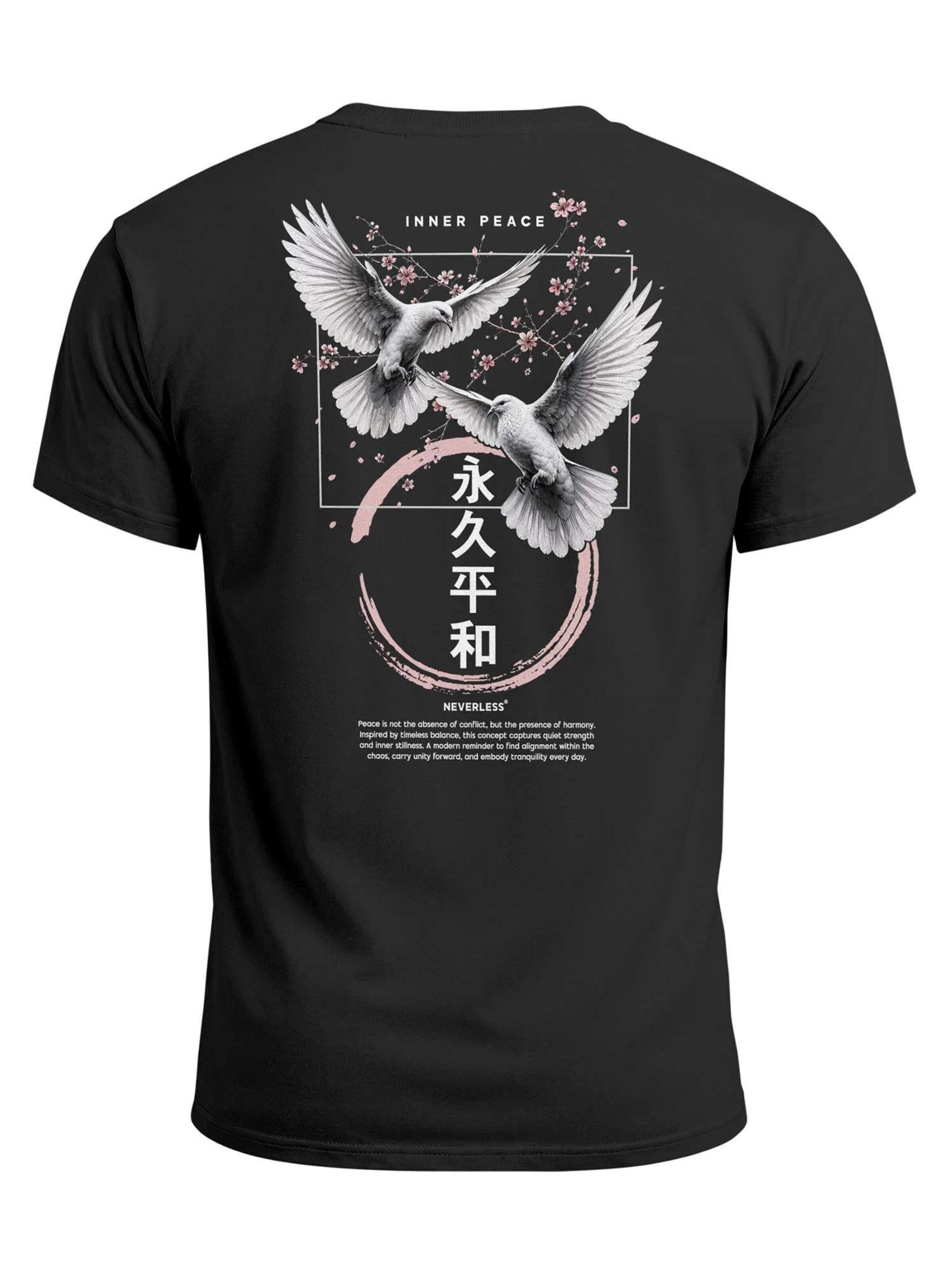Neverless Shirt 'Inner peace sakura'‌‌‌ in Schwarz