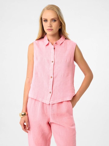 DIMI Blouse 'Kurze Damen Leinen Top' in Pink: front