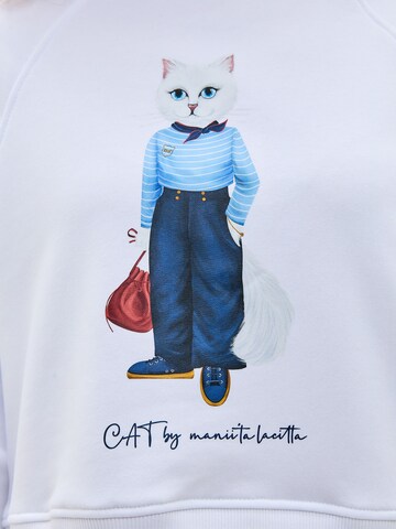 Sweat-shirt CAT by Maniita Lacitta en blanc