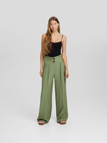 Bershka Wide leg Bandplooibroek in Groen