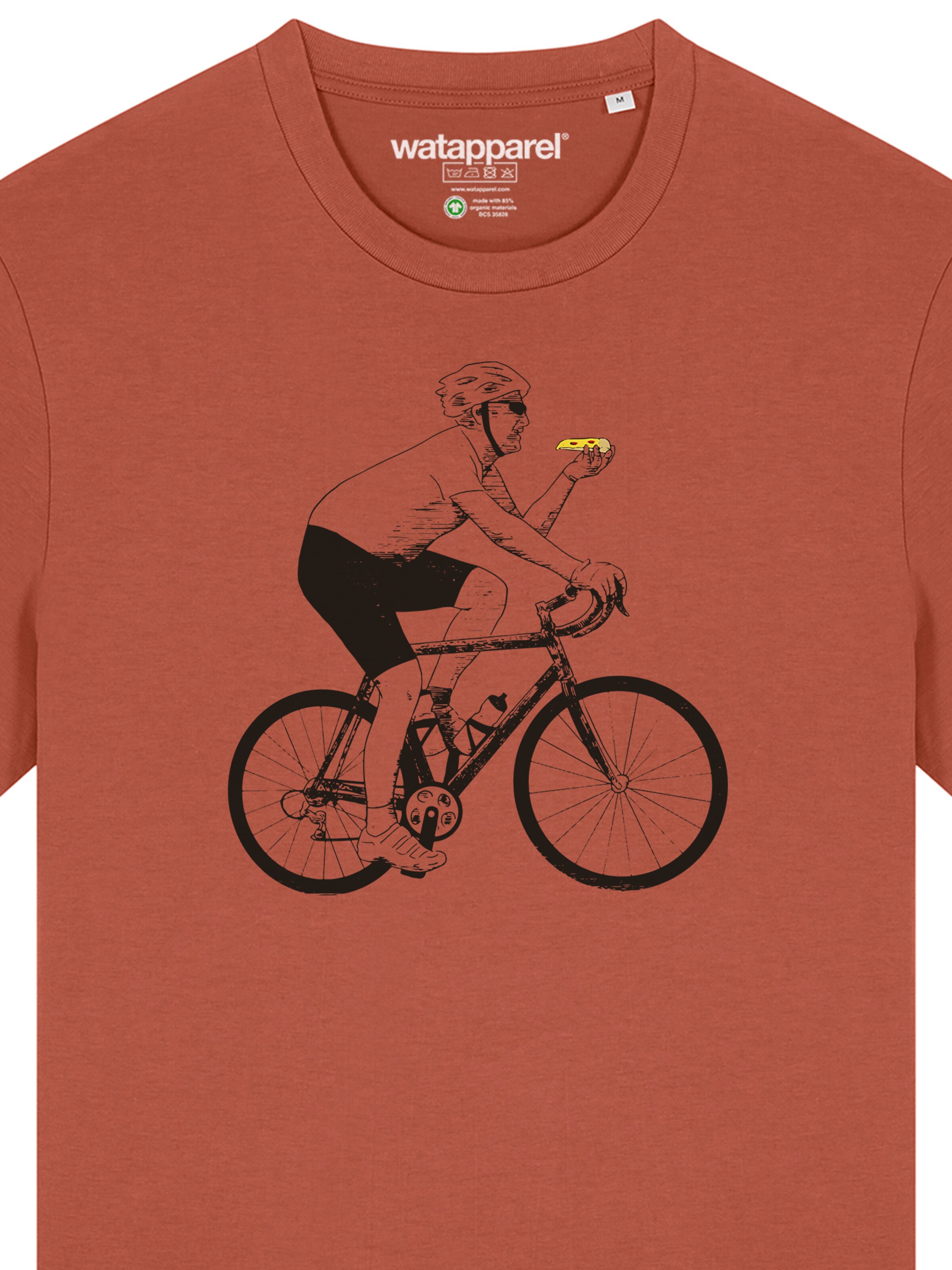 Watapparel Shirt 'Fahrrad und Pizza' in Red