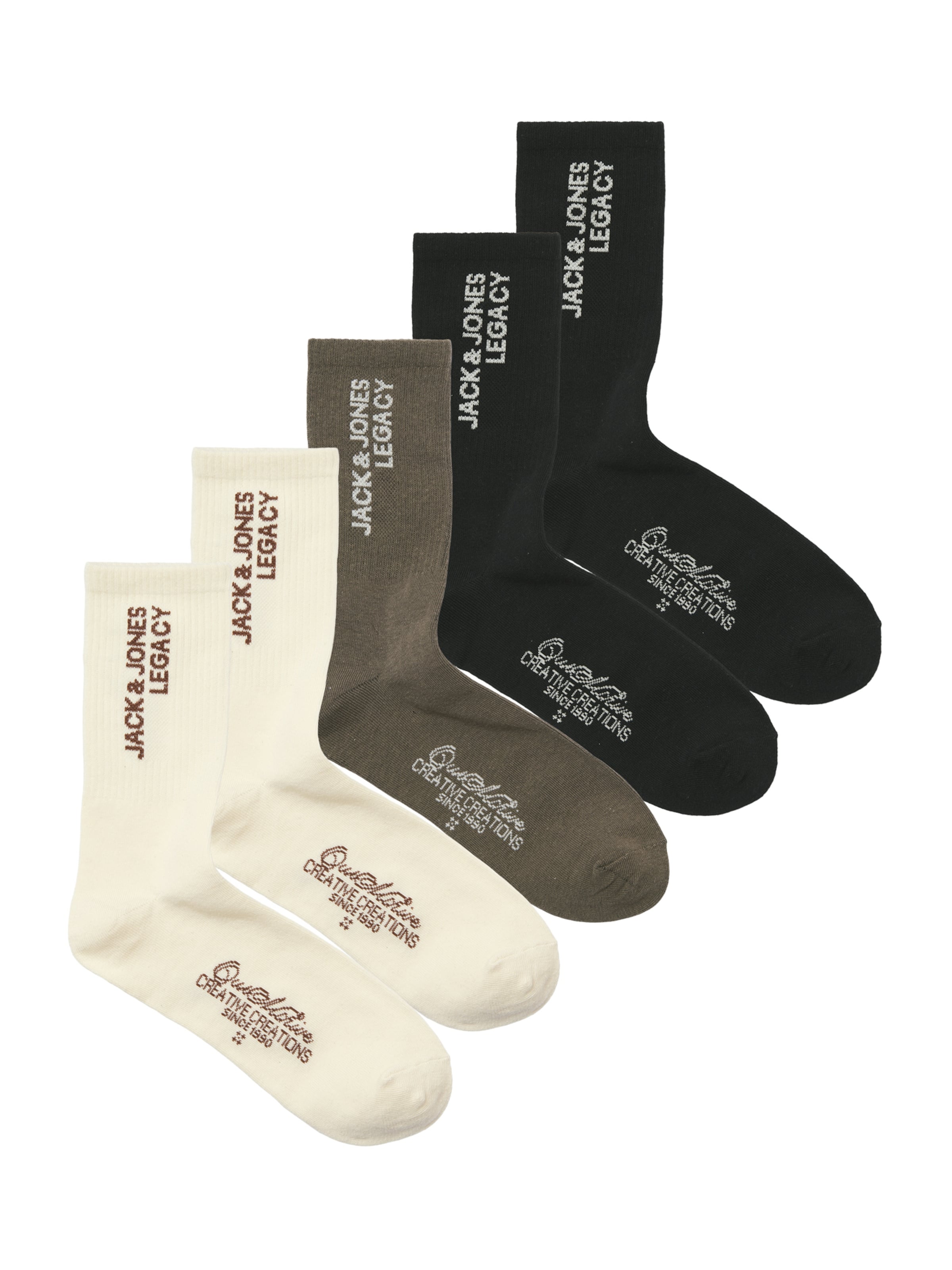 JACK & JONES Sokker 'JACROAR' i taupe / lysegrå / sort / hvid, Produktvisning