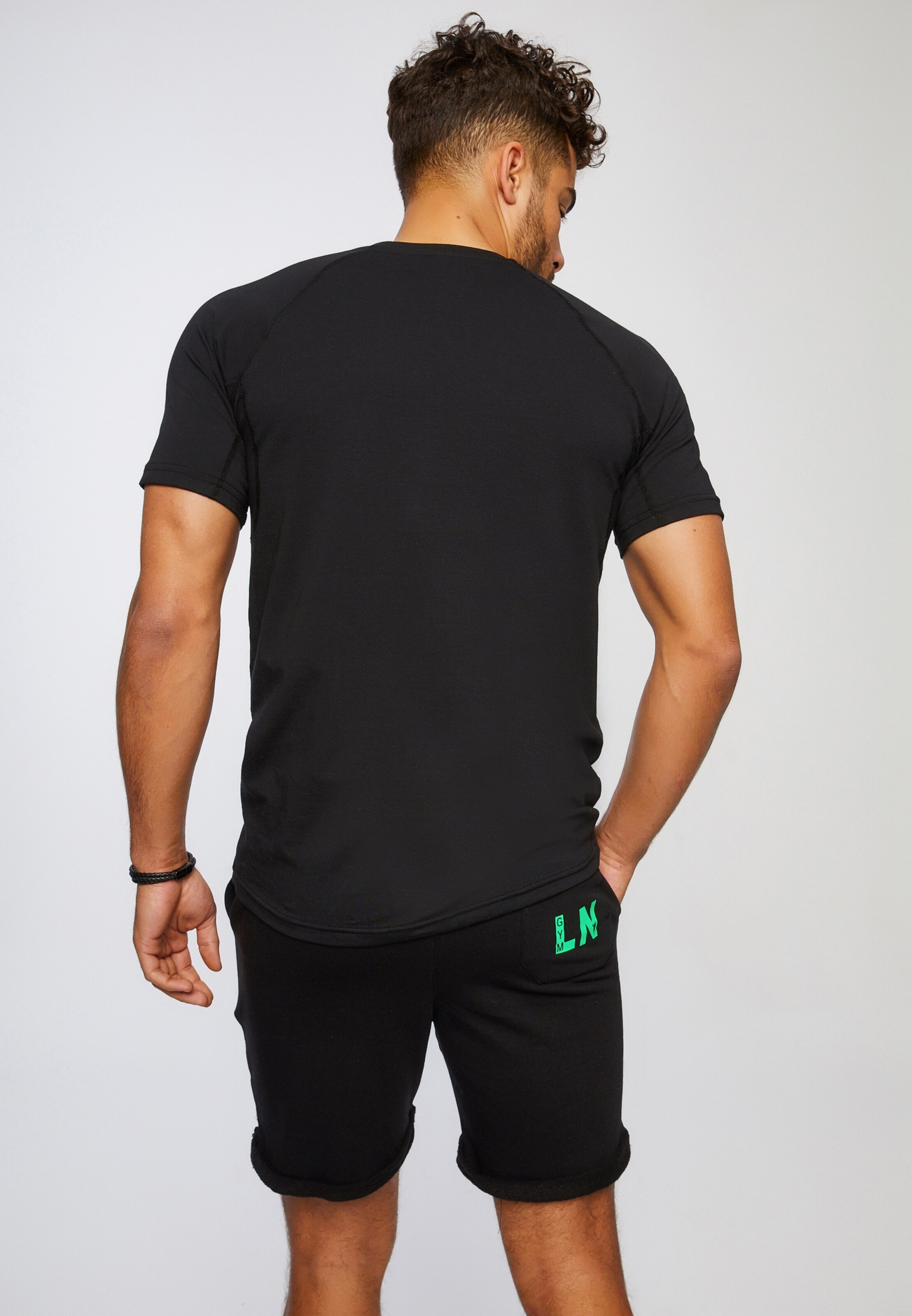 Männer Shirts Leif Nelson Gym T-Shirt Rundhals in Schwarz - CE04297 Männer Shirts Leif Nelson Gym T-Shirt Rundhals in Schwarz - CE04297