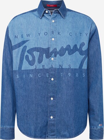 Tommy Jeans Comfort fit Button Up Shirt in Blue: front