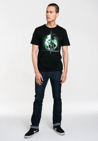 LOGOSHIRT Shirt 'Grindelwald vs Dumbledore' in Black