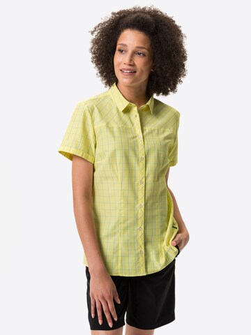 VAUDE Athletic Button Up Shirt 'Tacun II' in Yellow: front