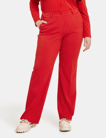 SAMOON Regular Trousers with creases in Red: front