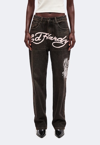 Ed Hardy - Loosefit Vaquero en negro: frente