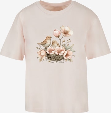 T-shirt 'Vogelnest Blumen' F4NT4STIC en rose : devant