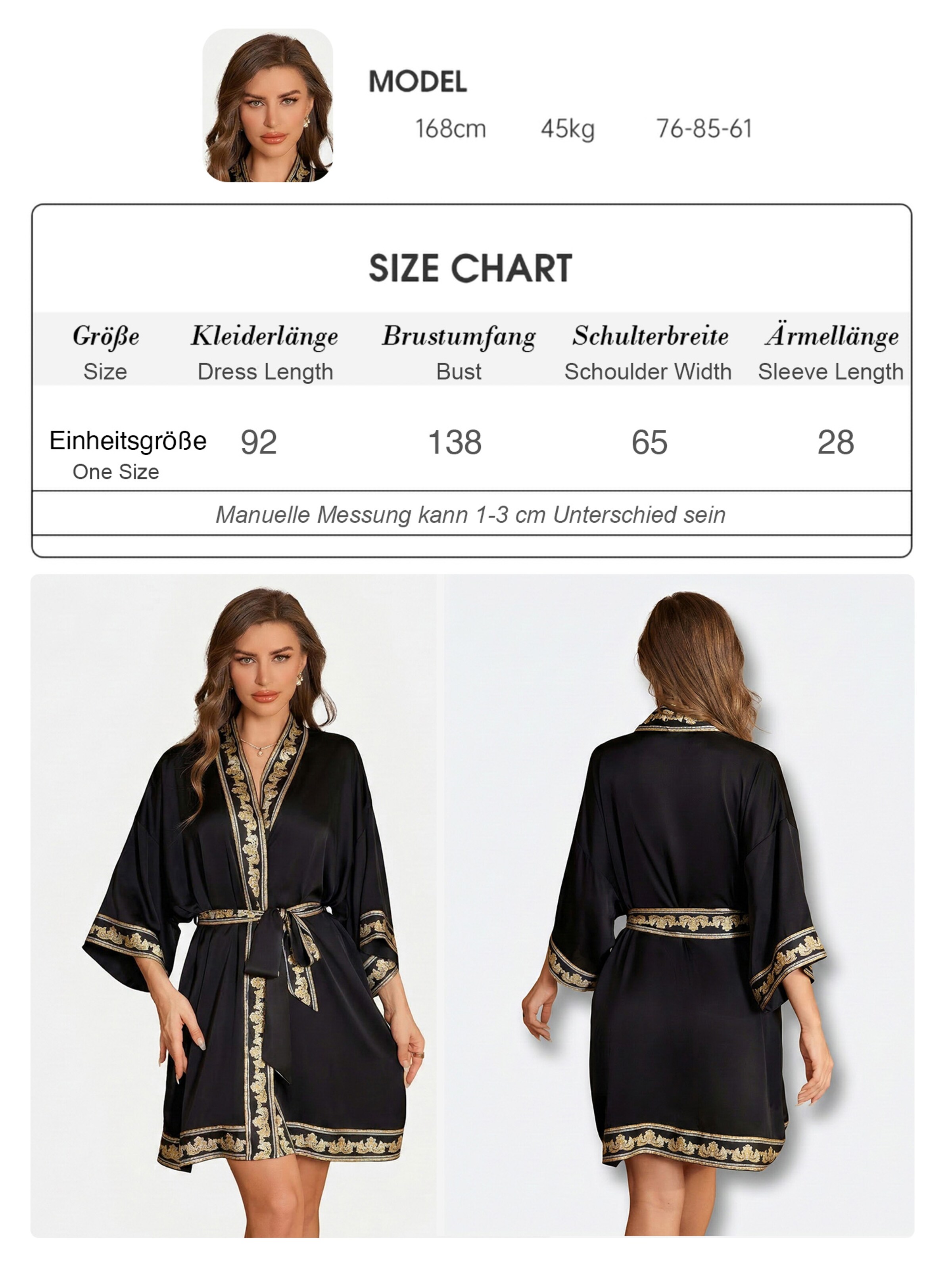 Vivi Idee Dressing Gown 'Kimono' in Black