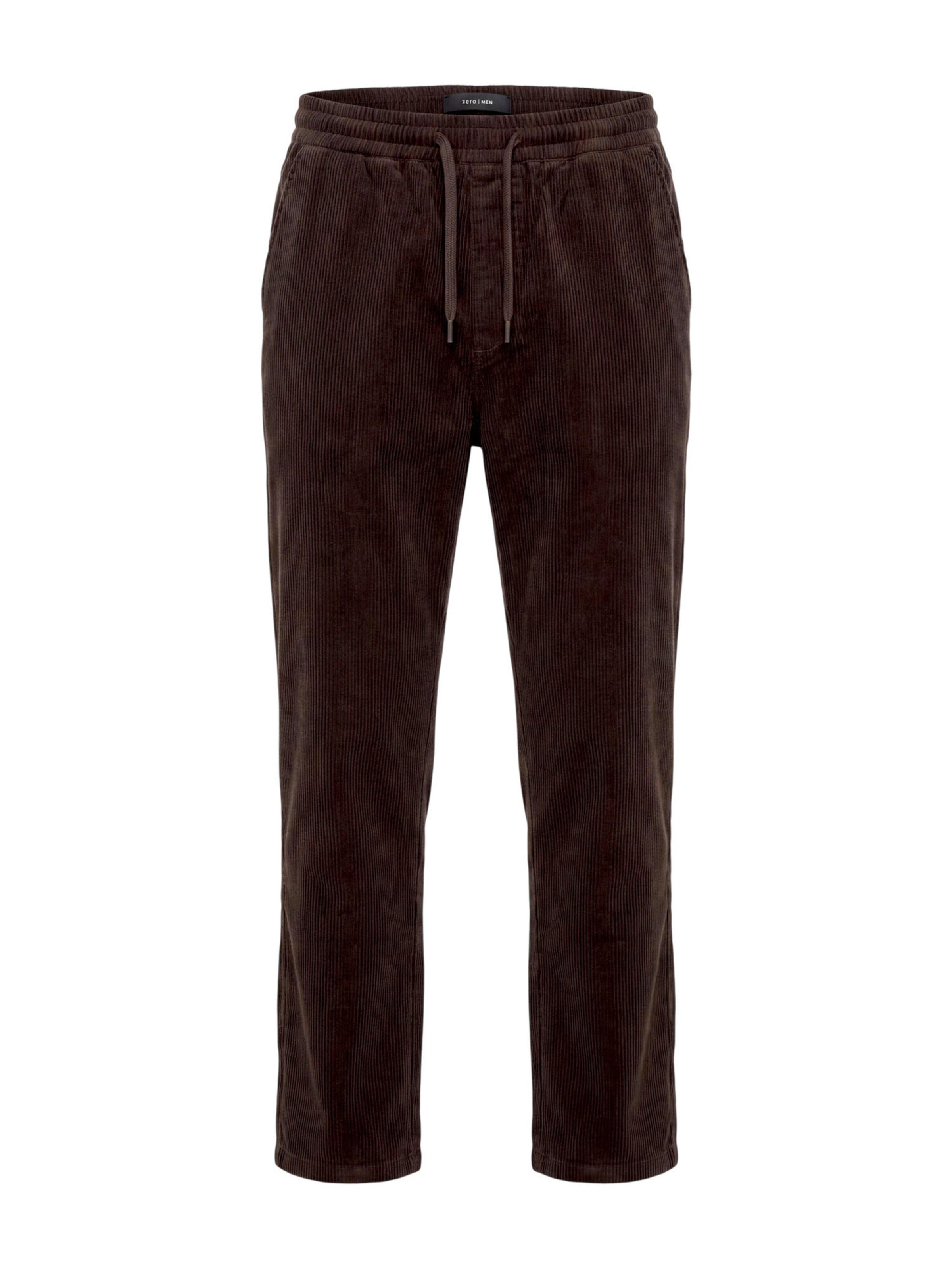 zero Loosefit Stoffhose mit Kordelzug in Braun: Vorderseite