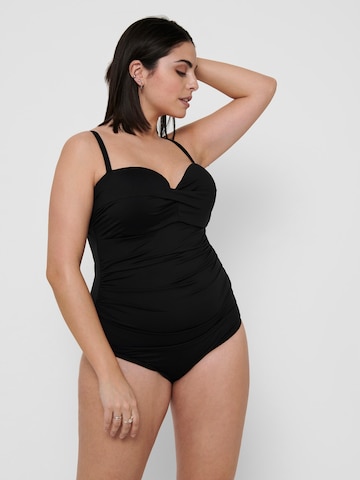 ONLY Carmakoma Bralette Swimsuit 'Elly' in Black: front