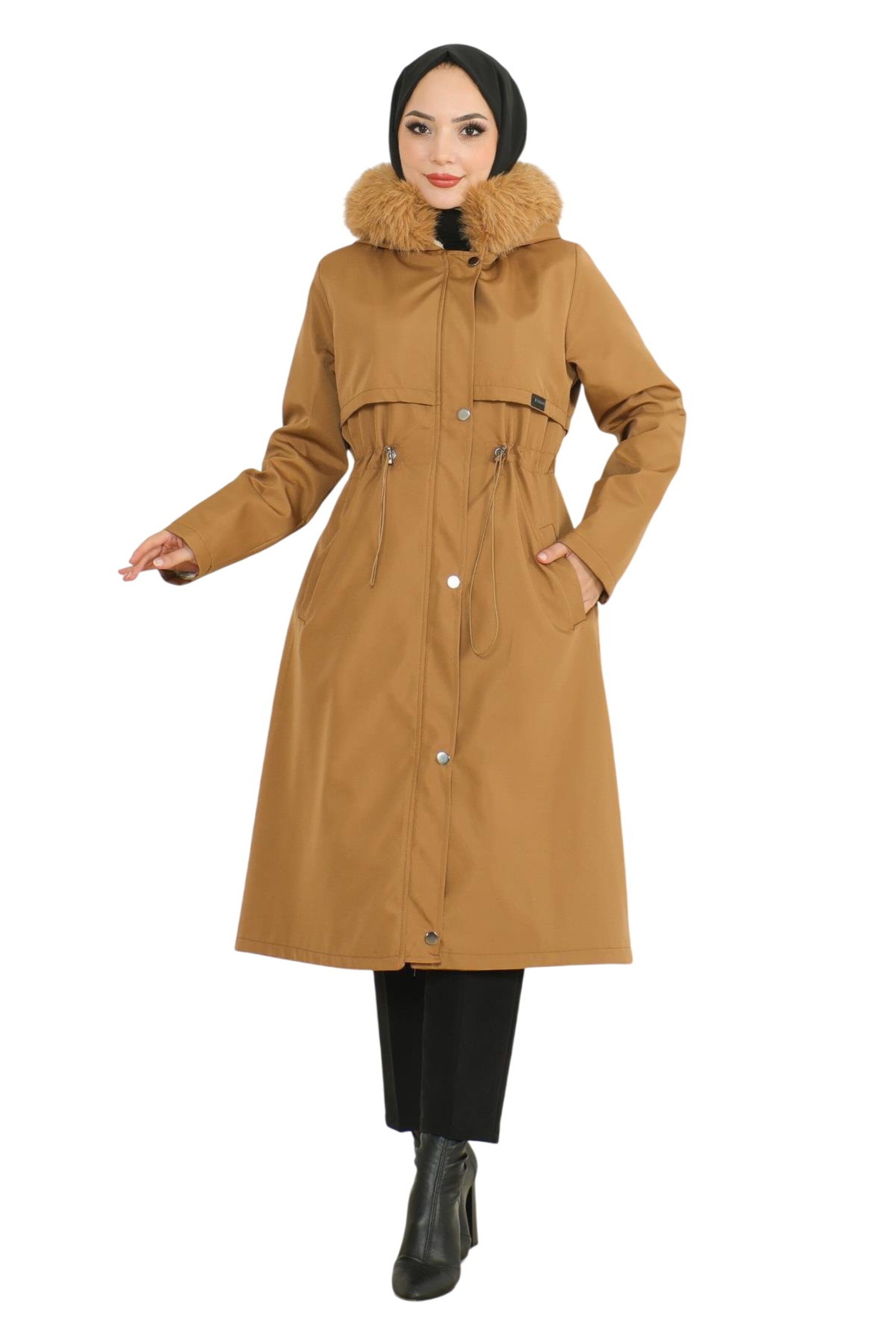 MODAMIHRAM Wintermantel in Bruin: voorkant