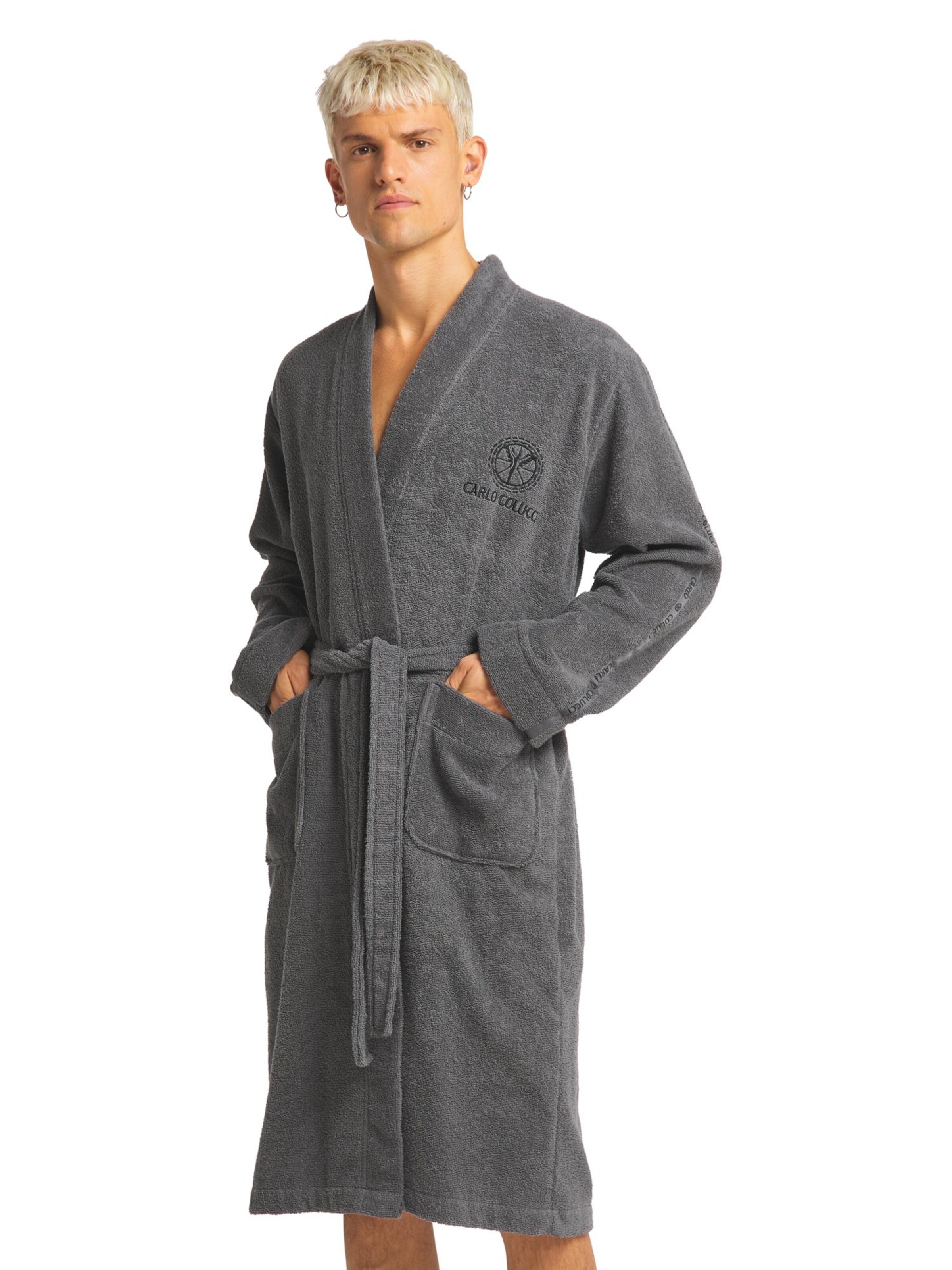 Carlo Colucci Bademantel in Grau: Vorderseite