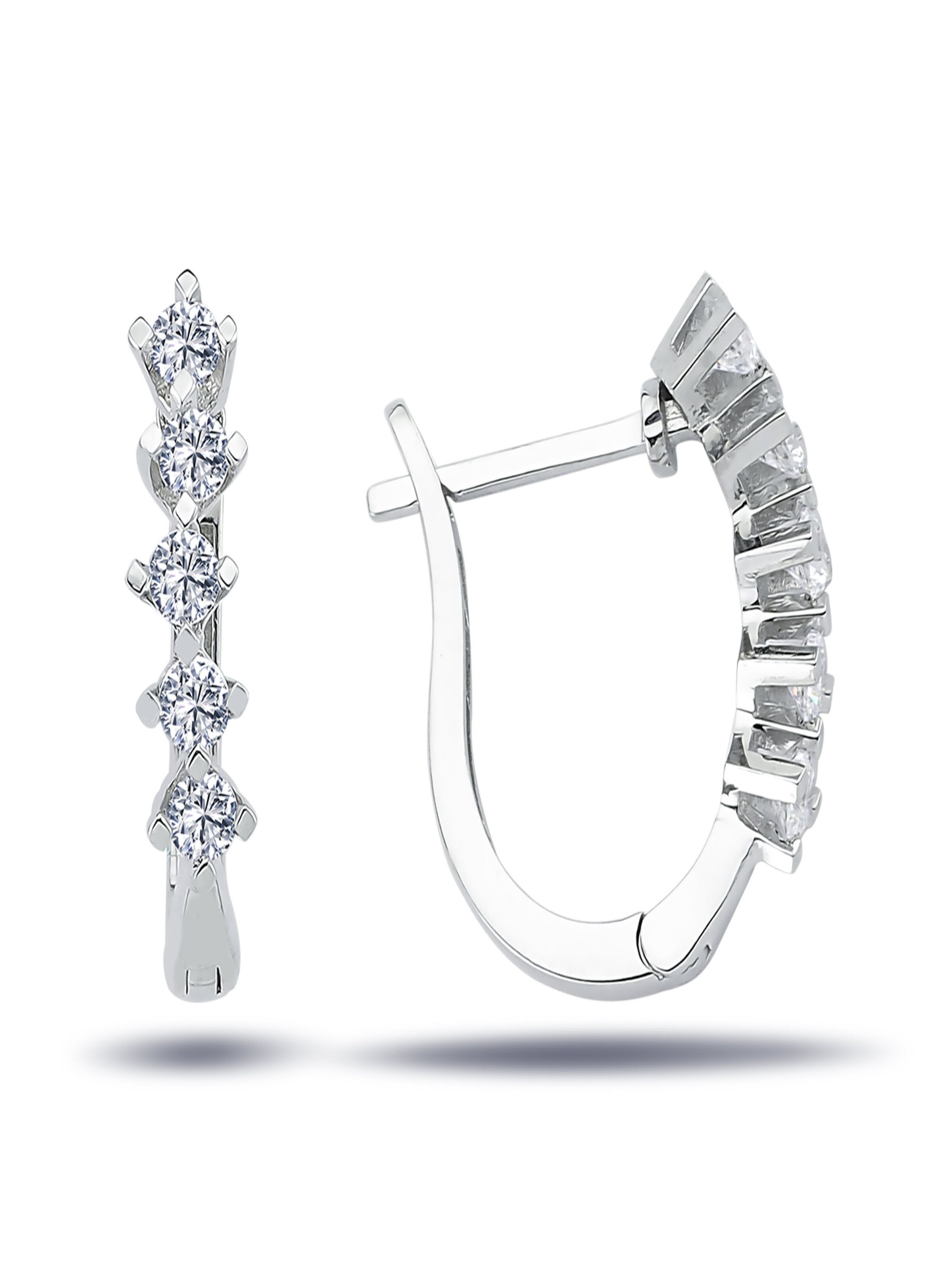 EinStein Diamant Earrings '5-Steine' in Silver: front