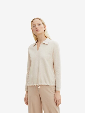 Sweat-shirt TOM TAILOR en beige : devant