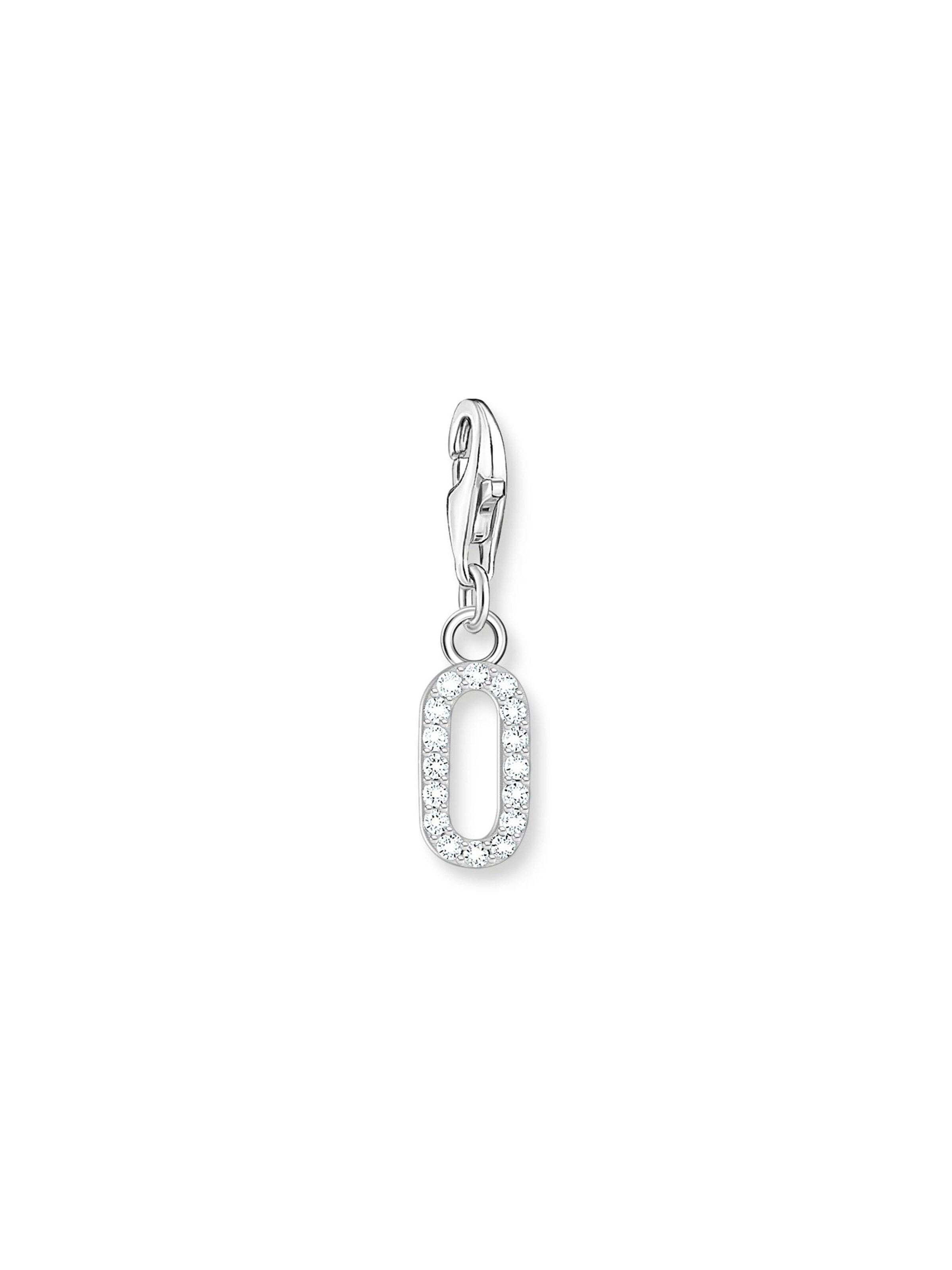 Thomas Sabo Pendant 'Charm-Anhänger Nummer "0" Zirkonia' in Silver: front
