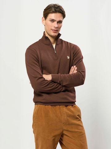 U.S. POLO ASSN. Pullover ' UMBrison ' in Braun: Vorderseite