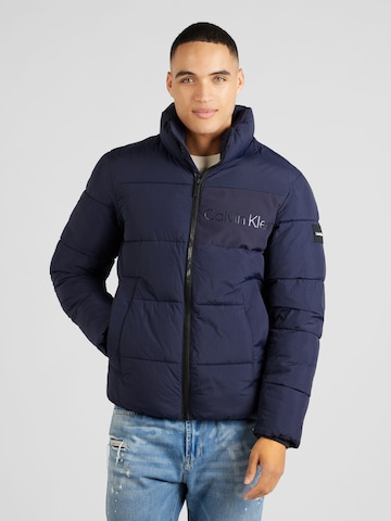 Calvin Klein Зимняя куртка в Синий: спереди